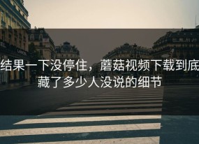 结果一下没停住，蘑菇视频下载到底藏了多少人没说的细节