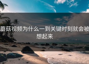 蘑菇视频为什么一到关键时刻就会被想起来