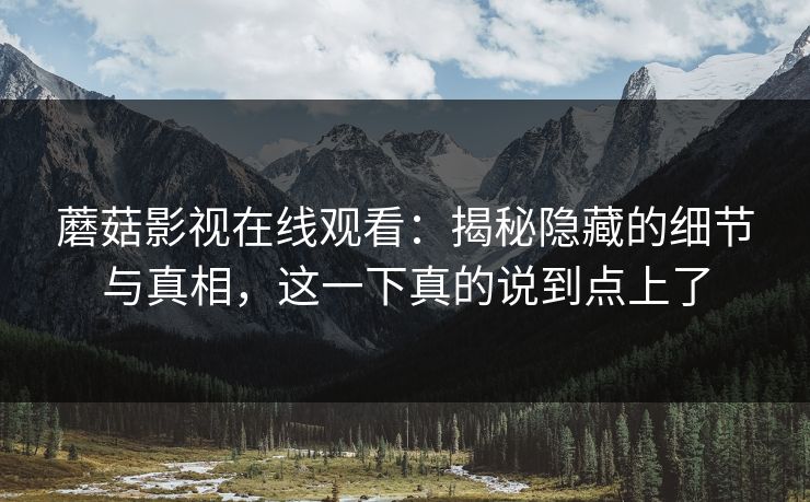 蘑菇影视在线观看：揭秘隐藏的细节与真相，这一下真的说到点上了