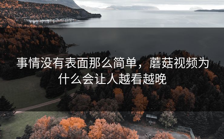 事情没有表面那么简单，蘑菇视频为什么会让人越看越晚