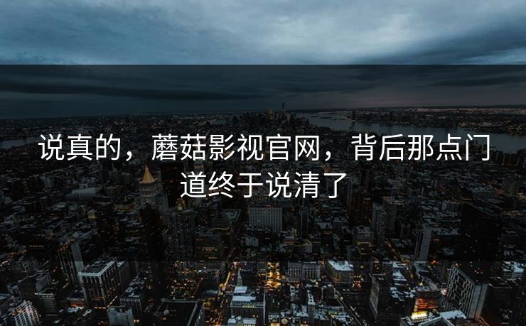 说真的，蘑菇影视官网，背后那点门道终于说清了