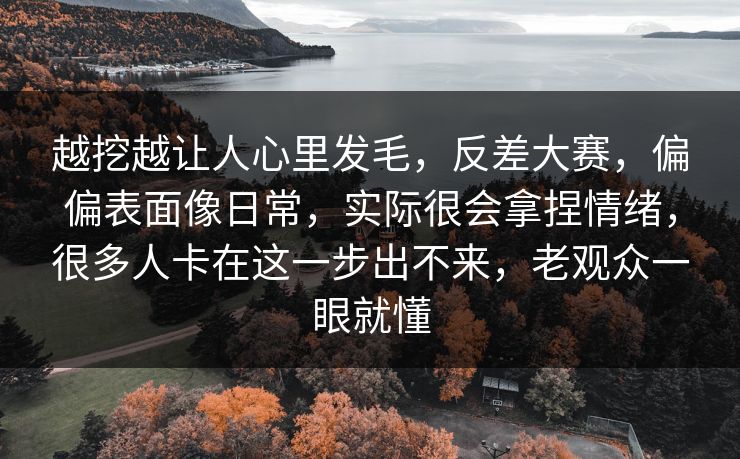 越挖越让人心里发毛，反差大赛，偏偏表面像日常，实际很会拿捏情绪，很多人卡在这一步出不来，老观众一眼就懂