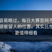 外行容易略过，每日大赛官网不太起眼却很能留人的位置，其实比想象中更值得细看