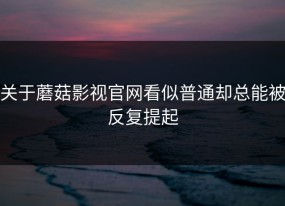关于蘑菇影视官网看似普通却总能被反复提起