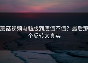 蘑菇视频电脑版到底值不值？最后那个反转太真实