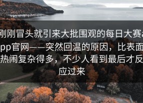 刚刚冒头就引来大批围观的每日大赛app官网——突然回温的原因，比表面热闹复杂得多，不少人看到最后才反应过来