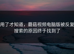 用了才知道，蘑菇视频电脑版被反复搜索的原因终于找到了
