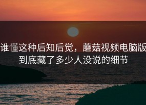 谁懂这种后知后觉，蘑菇视频电脑版到底藏了多少人没说的细节