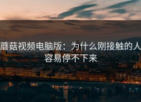 蘑菇视频电脑版：为什么刚接触的人容易停不下来