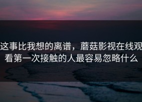 这事比我想的离谱，蘑菇影视在线观看第一次接触的人最容易忽略什么