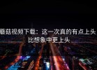 蘑菇视频下载：这一次真的有点上头，比想象中更上头