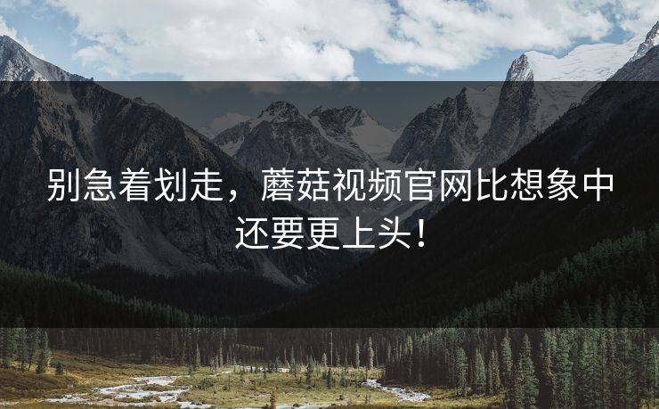 别急着划走，蘑菇视频官网比想象中还要更上头！