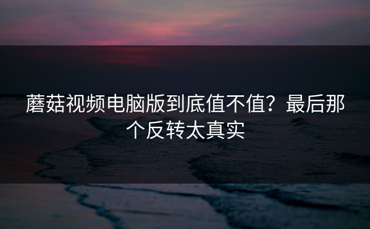 蘑菇视频电脑版到底值不值？最后那个反转太真实