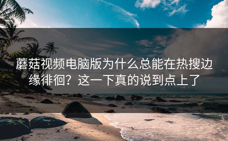蘑菇视频电脑版为什么总能在热搜边缘徘徊？这一下真的说到点上了