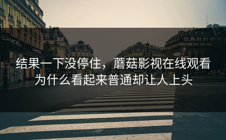 结果一下没停住，蘑菇影视在线观看为什么看起来普通却让人上头
