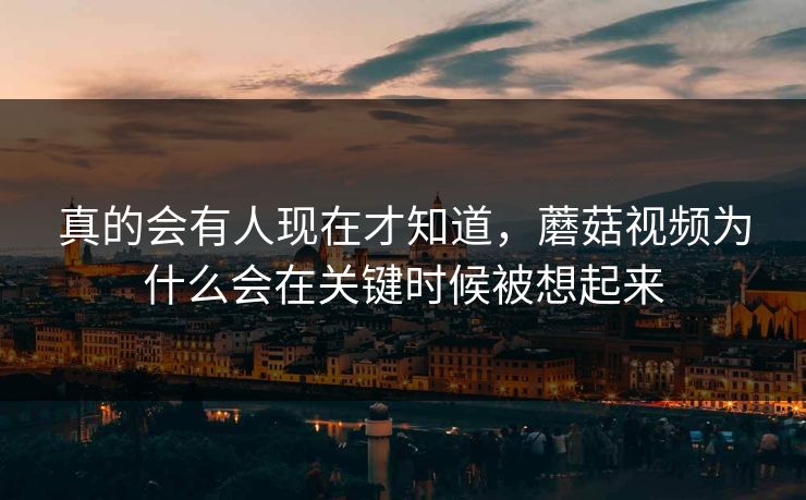 真的会有人现在才知道，蘑菇视频为什么会在关键时候被想起来
