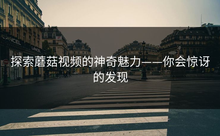 探索蘑菇视频的神奇魅力——你会惊讶的发现