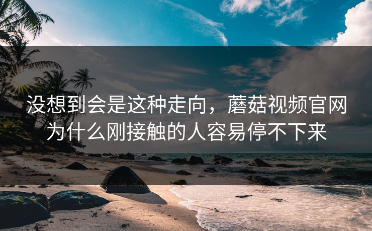 没想到会是这种走向，蘑菇视频官网为什么刚接触的人容易停不下来