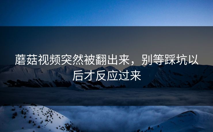 蘑菇视频突然被翻出来，别等踩坑以后才反应过来