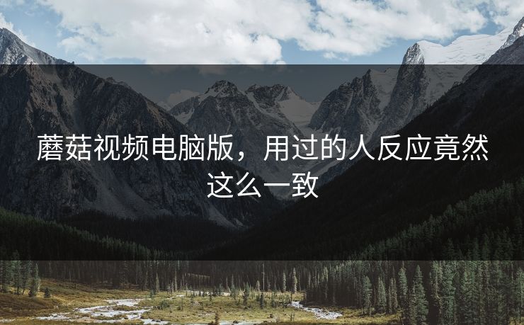 蘑菇视频电脑版，用过的人反应竟然这么一致